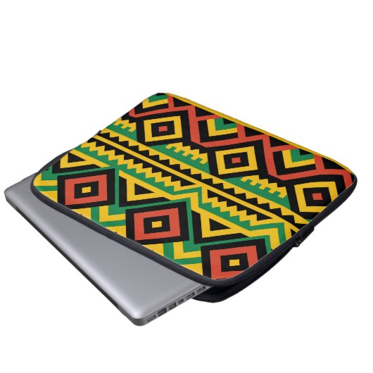 Bold African Print Laptopschutzhülle (Vorne Knopf)