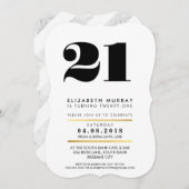 BOLD AGE NUMBER minimal schwarz & marmor 21. INVIT Einladung (Vorne/Hinten)
