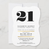 BOLD AGE NUMBER minimal schwarz & marmor 21. INVIT Einladung (Vorderseite)