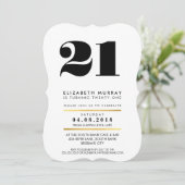 BOLD AGE NUMBER minimal schwarz & marmor 21. INVIT Einladung (Stehend Vorderseite)