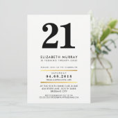 BOLD AGE NUMBER minimal Schwarz-weiß 21. INVITE Einladung (Stehend Vorderseite)