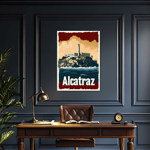 Bold Alcatraz Vintage Travel Poster