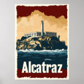 Bold Alcatraz Vintage Travel Poster (Vorne)