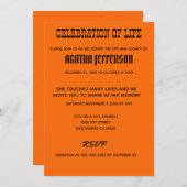 Bold Amber Celebration of Life Invitation Einladung (Vorne/Hinten)