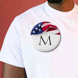 Bold American Flag Monogrammed Button