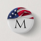 Bold American Flag Monogrammed Button (Vorderseite)