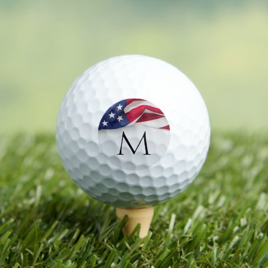 Bold American Flag Name Monogram Golfball (Insitu T-Shirt)