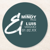 BOLD AMPERSAND Grunge Green White Wedding Runder Pappuntersetzer (Vorderseite)