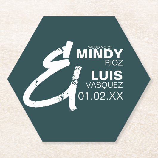 BOLD AMPERSAND Grunge Green White Wedding Untersetzer (Vorderseite)