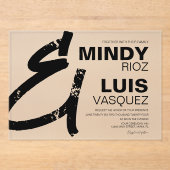 BOLD AMPERSAND Grunge Schwarz-weiße Hochzeit Acryleinladungen (Vorderseite)