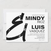BOLD AMPERSAND Grunge Schwarz-weiße Hochzeit Einladung (Vorderseite)