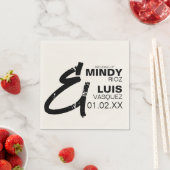 BOLD AMPERSAND Grunge Schwarz-weiße Hochzeit Serviette (Beispiel)