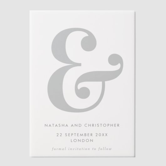 Bold Ampersand Overlay Save the Date Pergament Einladungen (Vorderseite)