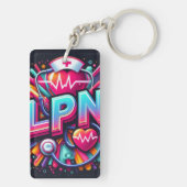 Bold and Colorful Nurse Graphic Neon Pop Art Schlüsselanhänger (Rückseite)