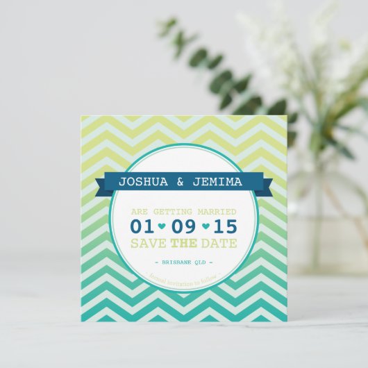 BOLD ANKÜNDIGUNG DATUM FREIHALTEN ombre Zickzack (Stehend Vorderseite)