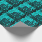 Bold Aqua Aquamarin Marble Monogram Geschenkpapier (Ecke)