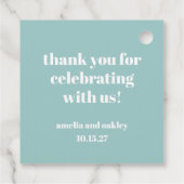 Bold Aqua Blue Retro Custom Wedding Danke Geschenkanhänger (Rückseite)