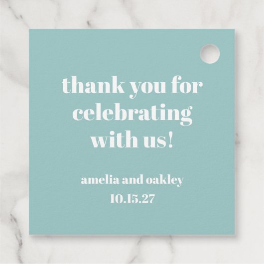 Bold Aqua Blue Retro Custom Wedding Danke Geschenkanhänger (Rückseite)