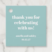 Bold Aqua Blue Retro Custom Wedding Danke Geschenkanhänger (Vorderseite)