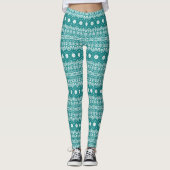 Bold Aquamarin Mandala Pattern Leggings (Vorderseite)