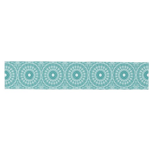 Bold Aquamarin Mandala Pattern Mittelgroßer Tischläufer (Horizontal)