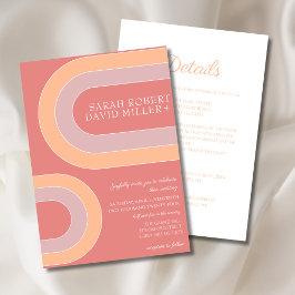 Bold Arch Peach Wedding Einladung