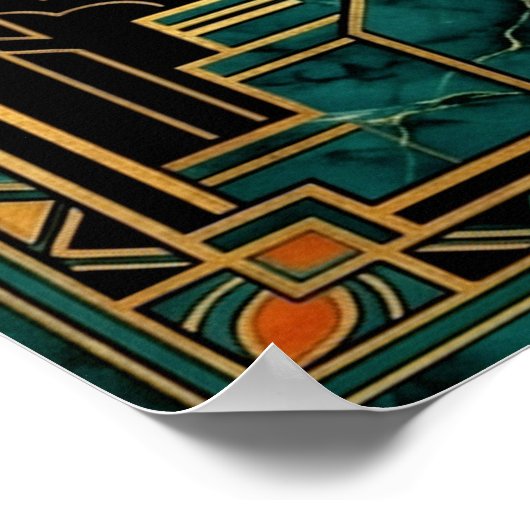 Bold Art Deco Eagle Flight Gold & Black Poster (Ecke)