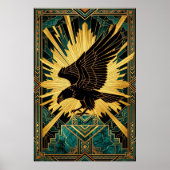 Bold Art Deco Eagle Flight Gold & Black Poster (Vorne)