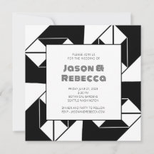 Bold Art Deco Vintage Black White Tile Wedding