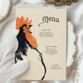 Bold Art Nouveau Rooster Menu Card Einladung