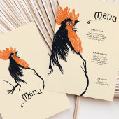 Bold Art Nouveau Rooster Menu Card Einladung