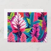 Bold Astilbe Floral Pop Art Pattern Postkarte (Vorne/Hinten)
