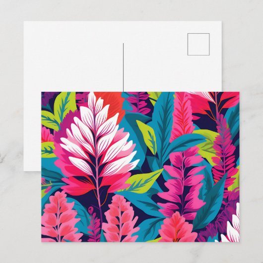 Bold Astilbe Floral Pop Art Pattern Postkarte (Vorne/Hinten)