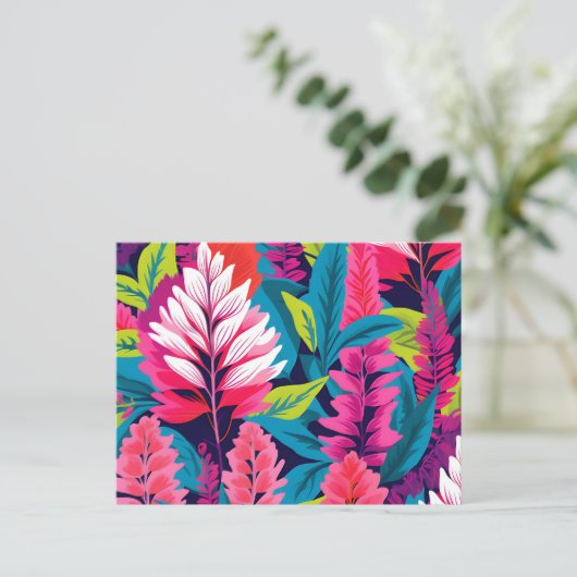 Bold Astilbe Floral Pop Art Pattern Postkarte (Stehend Vorderseite)