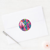 Bold Astilbe Floral Pop Art Pattern Runder Aufkleber (Umschlag)