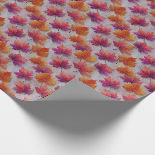 Bold Autumn Maple Leaves on Textured Gray  Geschenkpapier (Ecke)