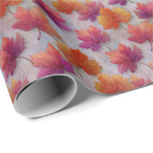 Bold Autumn Maple Leaves on Textured Gray Geschenkpapier (Rolleneckpunkt)