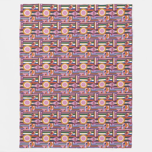 Bold Avant Garde Retro Geometric Fleece Blanket (Vorderseite)