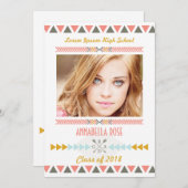 Bold Aztec Tribal Foto Graduation Party Einladung (Vorne/Hinten)