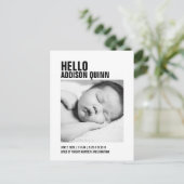 Bold Baby Foto Geburtsankündigung Postcard Ankündigungspostkarte (Stehend Vorderseite)