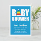 Bold Baby Shower Tower Rainbow Rings Einladung (Stehend Vorderseite)