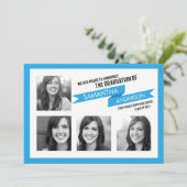 Bold Banner Abschluss Invite Blue Einladung (Stehend Vorderseite)