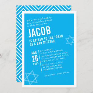 BOLD BAR MITZVAH, einfach, modern, weiß Einladung