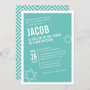 BOLD BAR MITZVAH, schlicht, modern, spitzenweiß Einladung