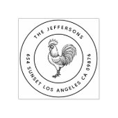 Bold Barnyard Chic Rooster Family Address Gummistempel (Prägung)