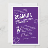 BOLD BAT MITZVAH lila Einladung (Vorderseite)