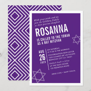 BOLD BAT MITZVAH lila Einladung