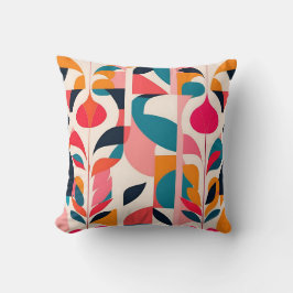 Bold Bauhaus Florals: Vibrant geometrisches Design Kissen