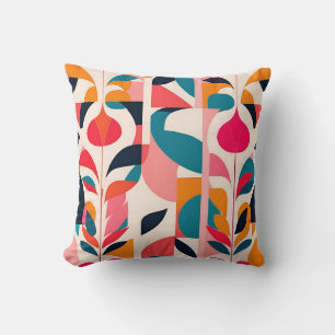 Bold Bauhaus Florals: Vibrant geometrisches Design Kissen