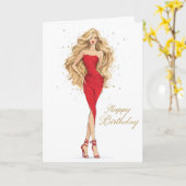 Bold & Beautiful Red Dress Birthday Card Karte (Gelbe Blume)